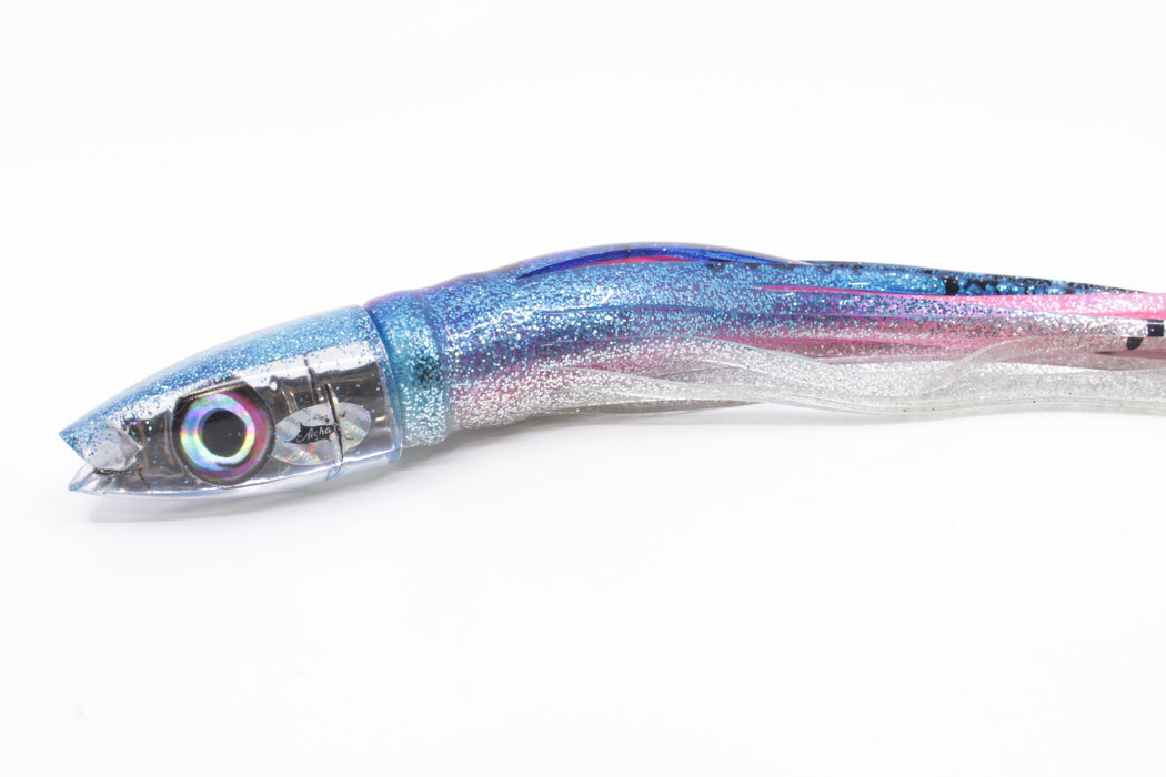 Aloha Lures Mirrored Ice Blue Back Natural Eyes Super Ninja 9" 6oz Skirted Blue-Silver