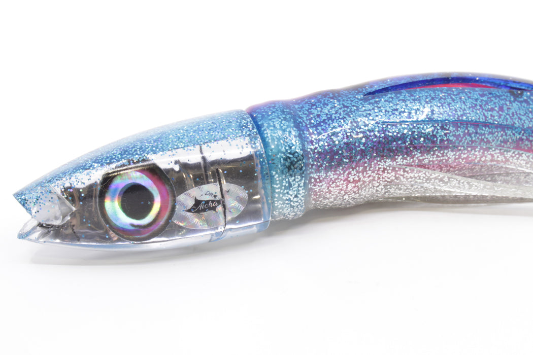 Aloha Lures Mirrored Ice Blue Back Natural Eyes Super Ninja 9" 6oz Skirted Blue-Silver