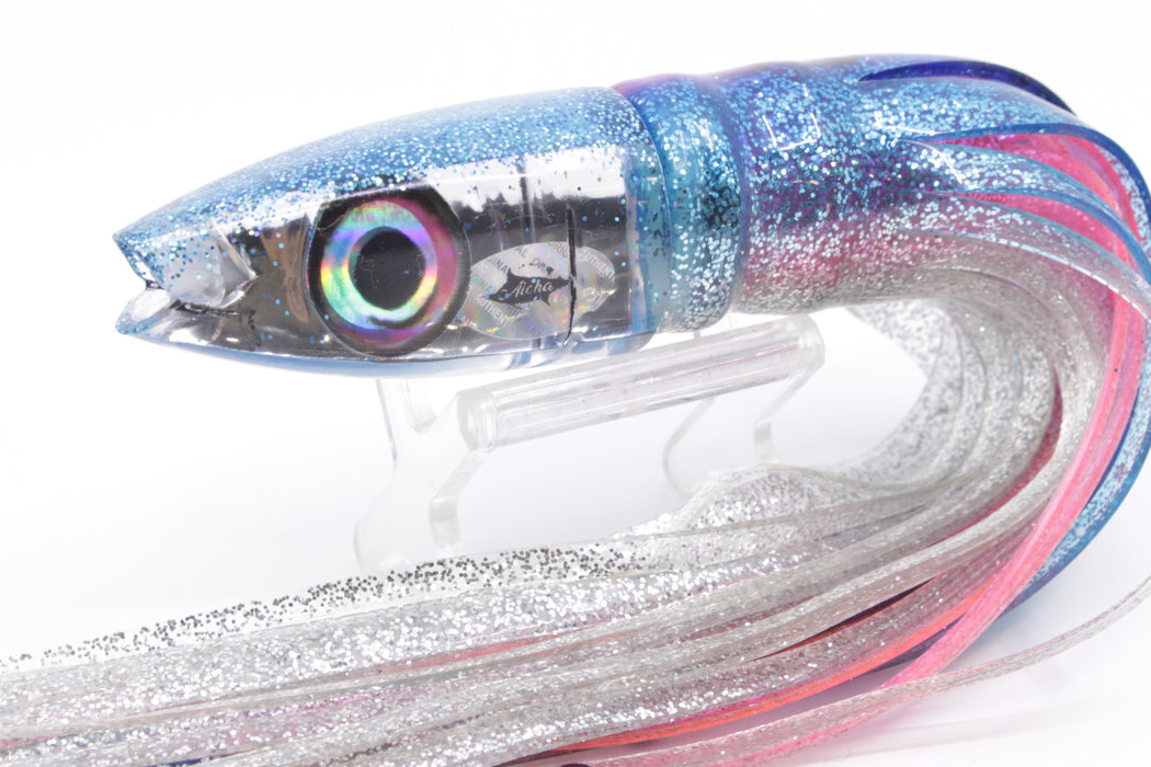 Aloha Lures Mirrored Ice Blue Back Natural Eyes Super Ninja 9" 6oz Skirted Blue-Silver