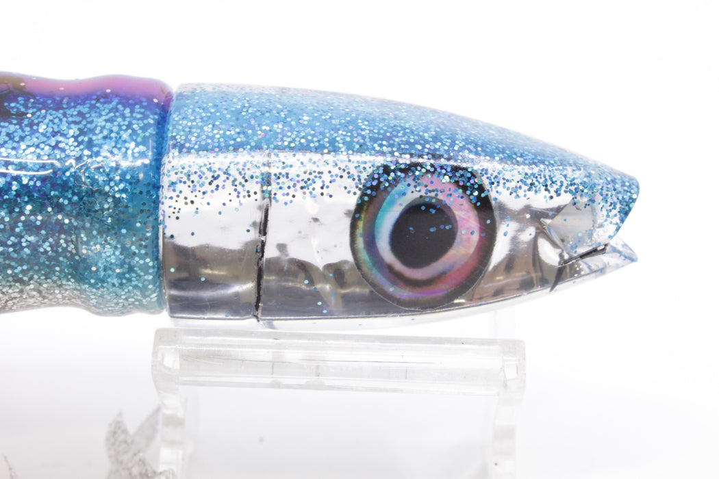 Aloha Lures Mirrored Ice Blue Back Natural Eyes Super Ninja 9" 6oz Skirted Blue-Silver