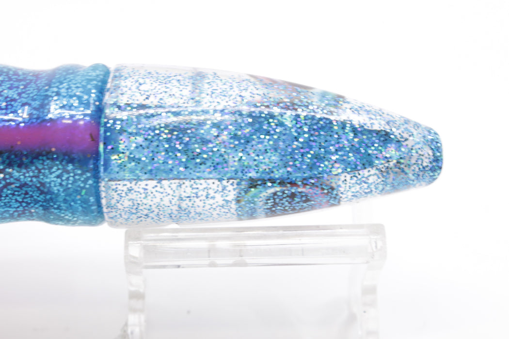 Aloha Lures Mirrored Ice Blue Back Natural Eyes Super Ninja 9" 6oz Skirted Blue-Silver