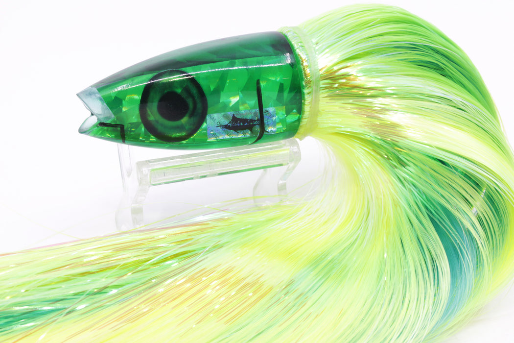 Aloha Lures Green Rainbow Flake Super Ninja 9" 5.2oz Strobez Green-Chartreuse