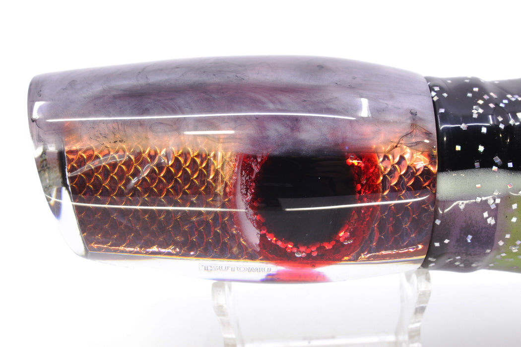 Tsutomu Lures Rainbow Scale Purple Marbled Back Classic Super Moke 14" 12.5oz Skirted