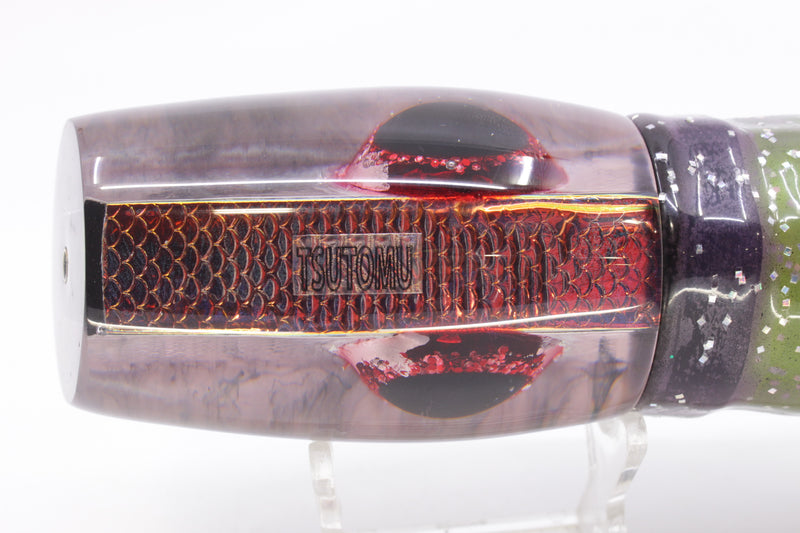 Tsutomu Lures Rainbow Scale Purple Marbled Back Classic Super Moke 14" 12.5oz Skirted