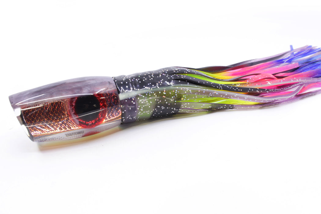 Tsutomu Lures Rainbow Scale Purple Marbled Back Classic Super Moke 14" 12.5oz Skirted