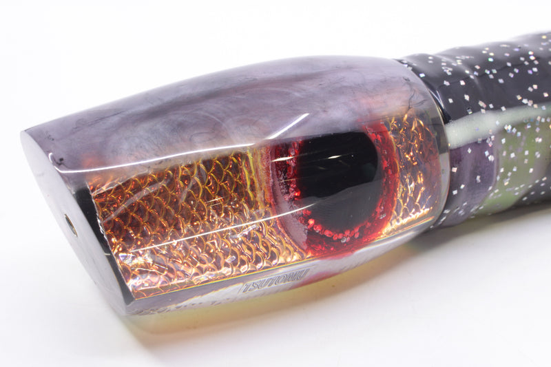 Tsutomu Lures Rainbow Scale Purple Marbled Back Classic Super Moke 14" 12.5oz Skirted