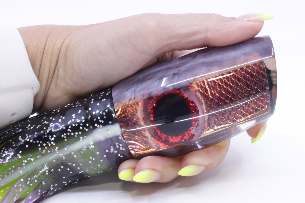 Tsutomu Lures Rainbow Scale Purple Marbled Back Classic Super Moke 14" 12.5oz Skirted