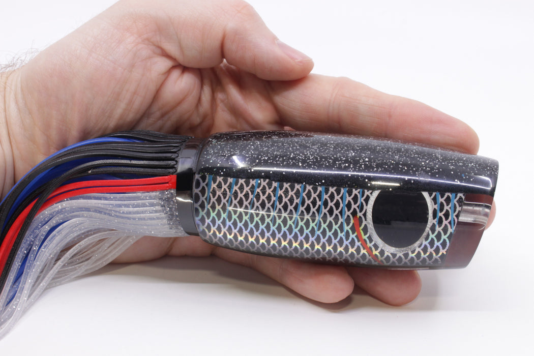 Amaral Lures Black Rainbow Scale Black Back Mamba 15" 9oz Black-Red-Clear