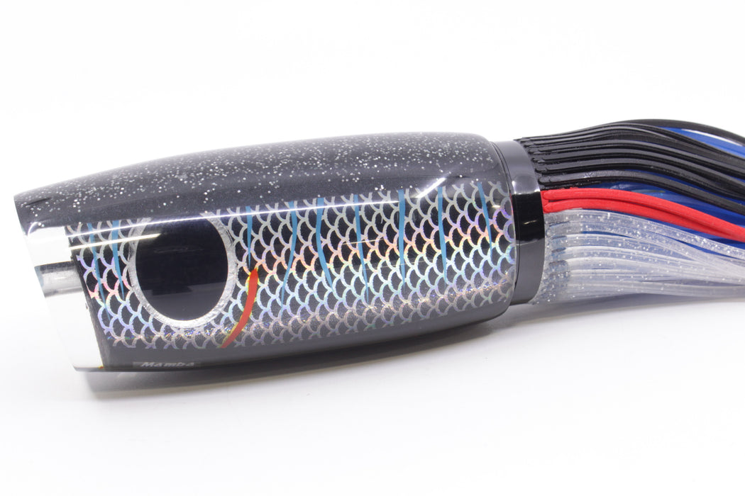 Amaral Lures Black Rainbow Scale Black Back Mamba 15" 9oz Black-Red-Clear