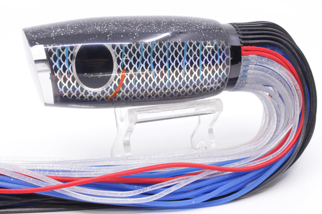 Amaral Lures Black Rainbow Scale Black Back Mamba 15" 9oz Black-Red-Clear