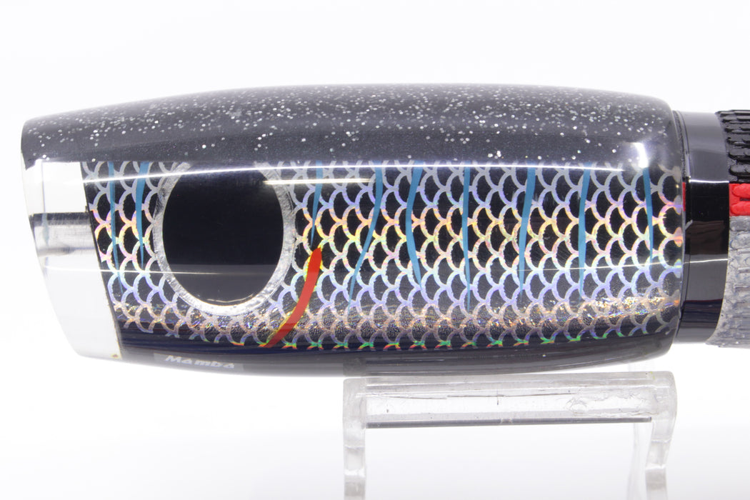 Amaral Lures Black Rainbow Scale Black Back Mamba 15" 9oz Black-Red-Clear