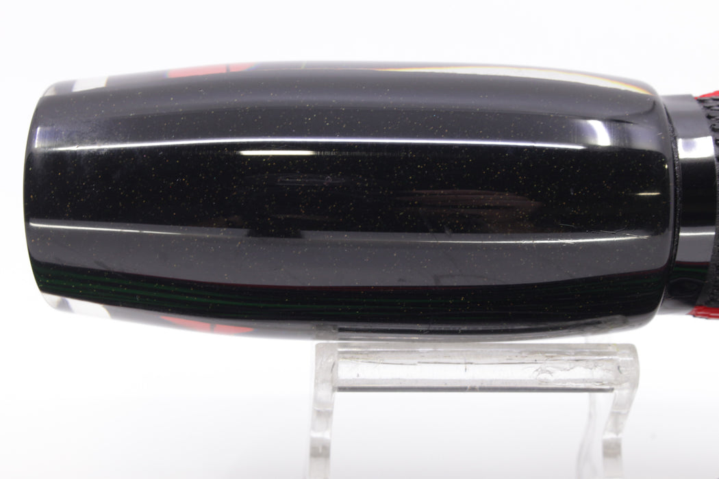 Amaral Lures Black Pearl Green Stripes Black Back Mamba 15" 9oz Black-Red-Black