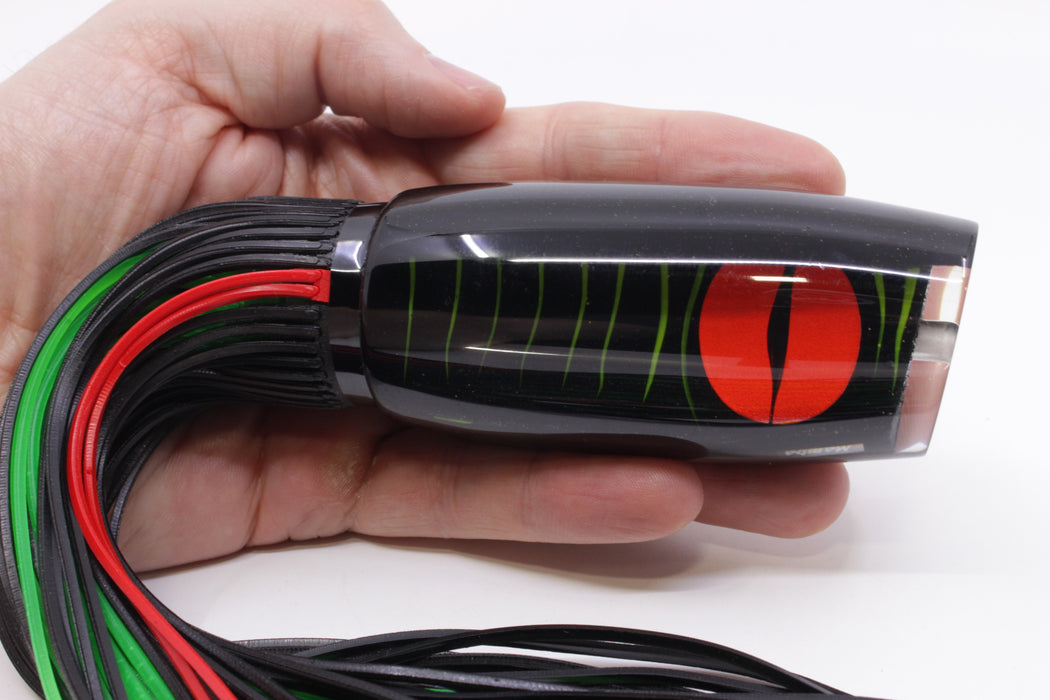 Amaral Lures Black Pearl Green Stripes Black Back Mamba 15" 9oz Black-Red-Black