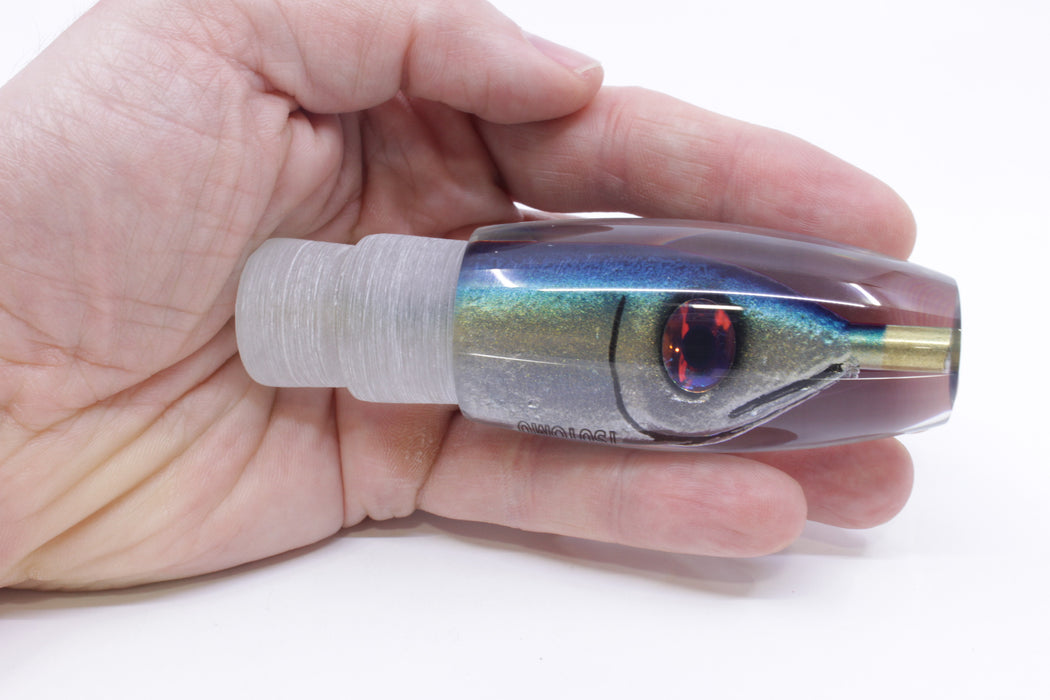 Tsutomu Lures Blue-Green-Gold-Silver Fish Head Rainbow Eyes Moke Invert 9" 5oz