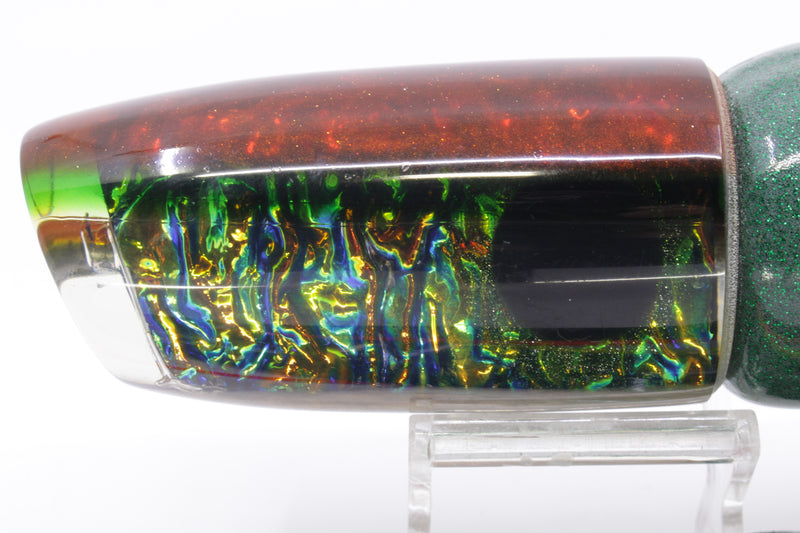 Coggin Lures Yellow-Blue Dichro Orange-Green Back Copycat Plunger 14" 9oz Vinyl Green