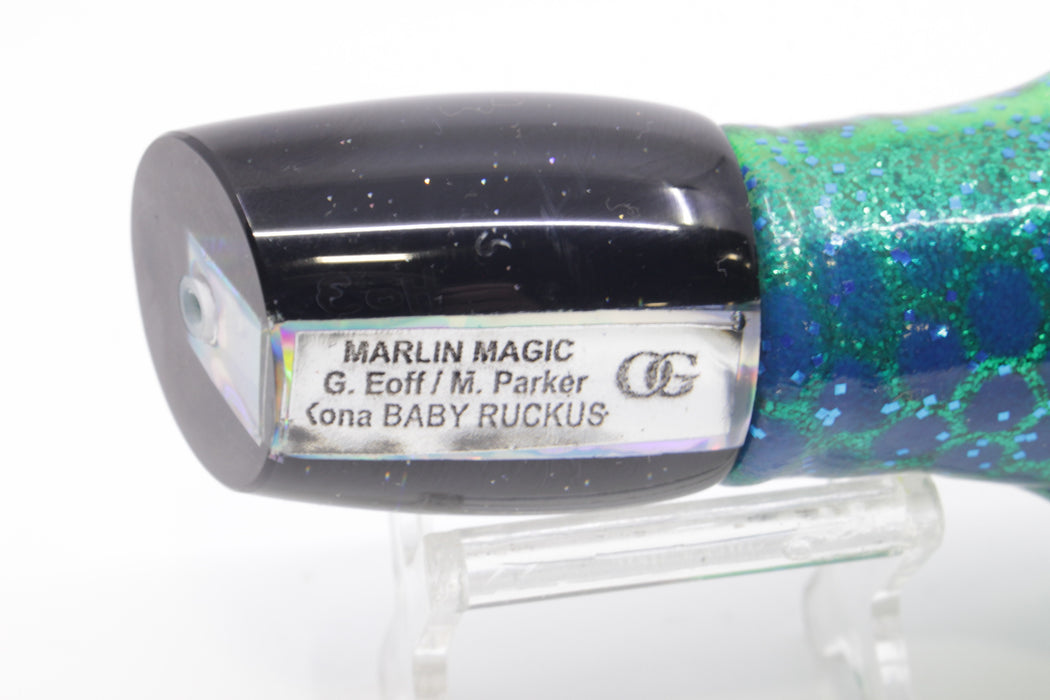 Marlin Magic Mirrored Black Back Baby Ruckus 10" 6.5oz Skirted Black Dots-Blue Dots