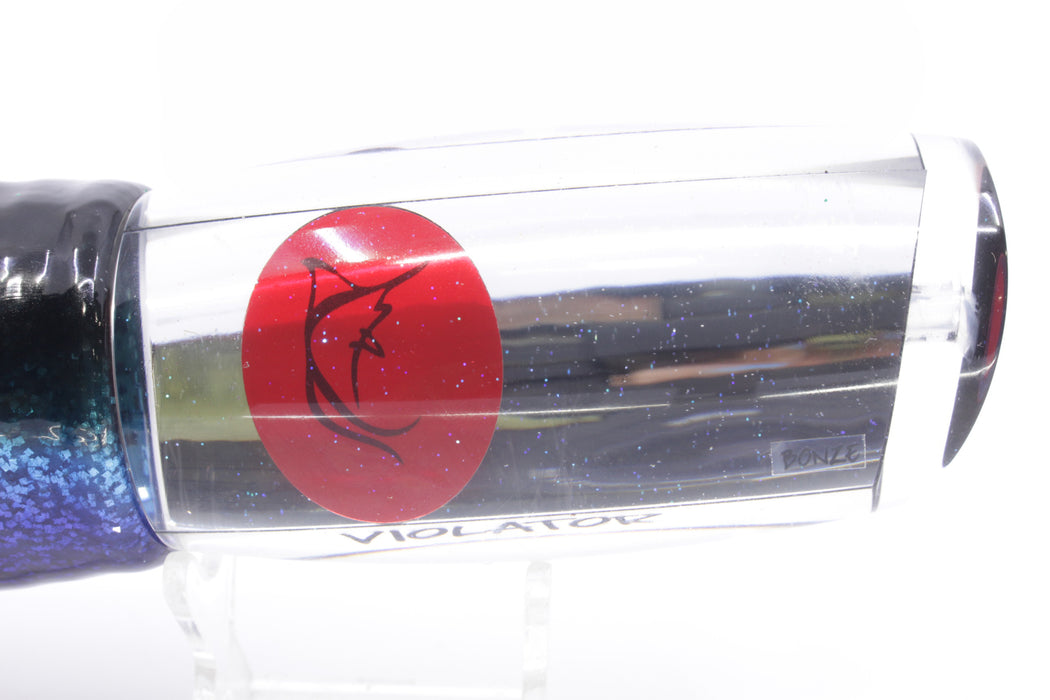 Bonze Lures Clear Mirrored Red Eyes Violator 14" 17oz Skirted Black-Ice Blue-Purple