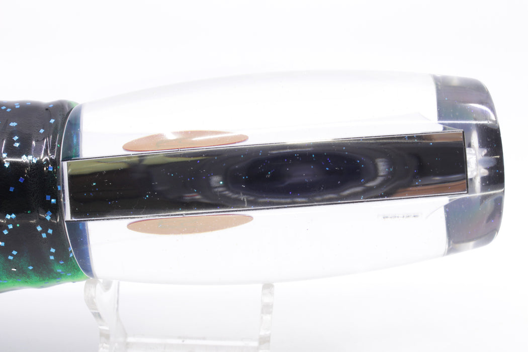 Bonze Lures Clear Mirrored Red Eyes Violator 14" 17oz Skirted Black Dots-Blue Dots