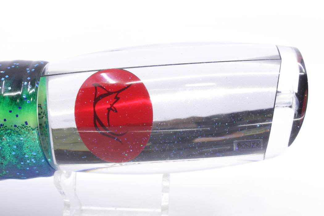 Bonze Lures Clear Mirrored Red Eyes Violator 14" 17oz Skirted Black Dots-Blue Dots