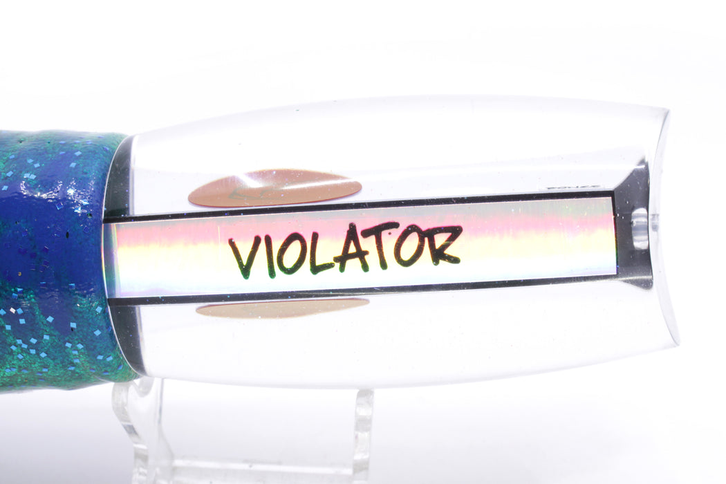 Bonze Lures Clear Mirrored Red Eyes Violator 14" 17oz Skirted Black Dots-Blue Dots