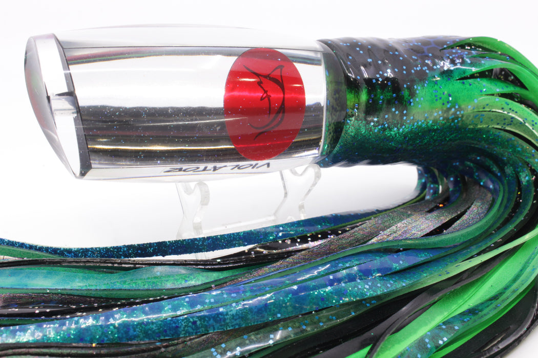Bonze Lures Clear Mirrored Red Eyes Violator 14" 17oz Skirted Black Dots-Blue Dots