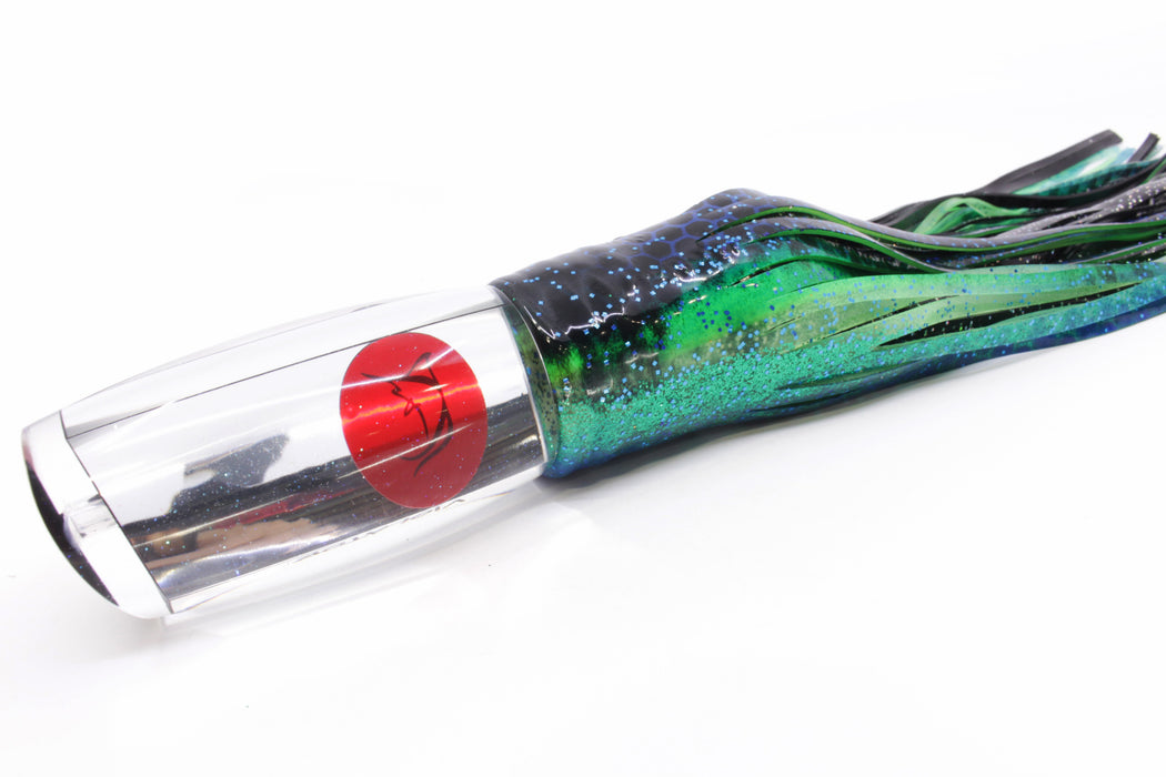 Bonze Lures Clear Mirrored Red Eyes Violator 14" 17oz Skirted Black Dots-Blue Dots