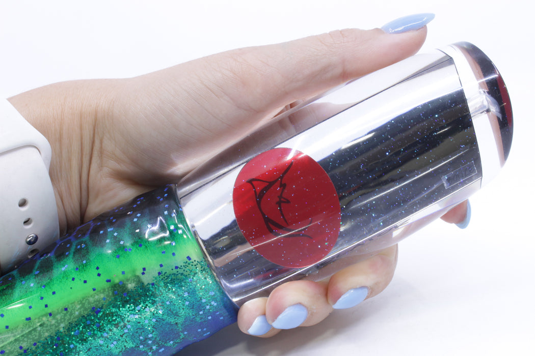 Bonze Lures Clear Mirrored Red Eyes Violator 14" 17oz Skirted Black Dots-Blue Dots