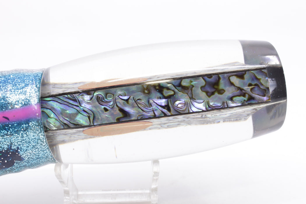 Bonze Lures Paua Shell Red Eyes Violator 14" 17oz Skirted Pink-Blue-Silver/Evil