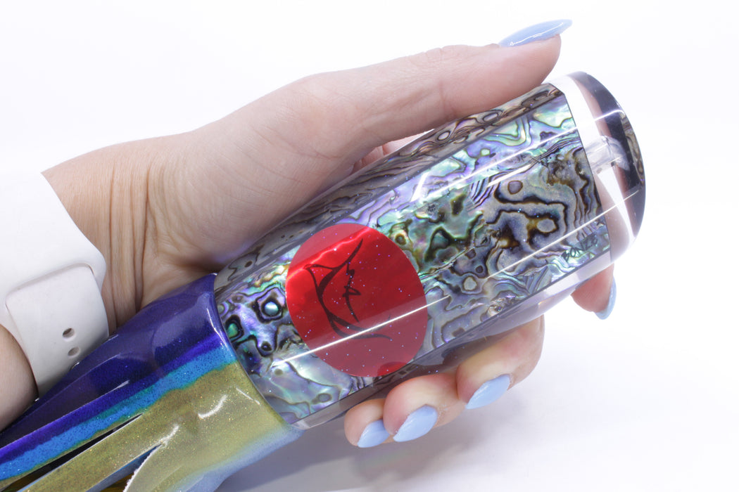 Bonze Lures Paua Shell Red Eyes Violator 14" 14.6oz Fire Tailz Vinyl Yellowfin