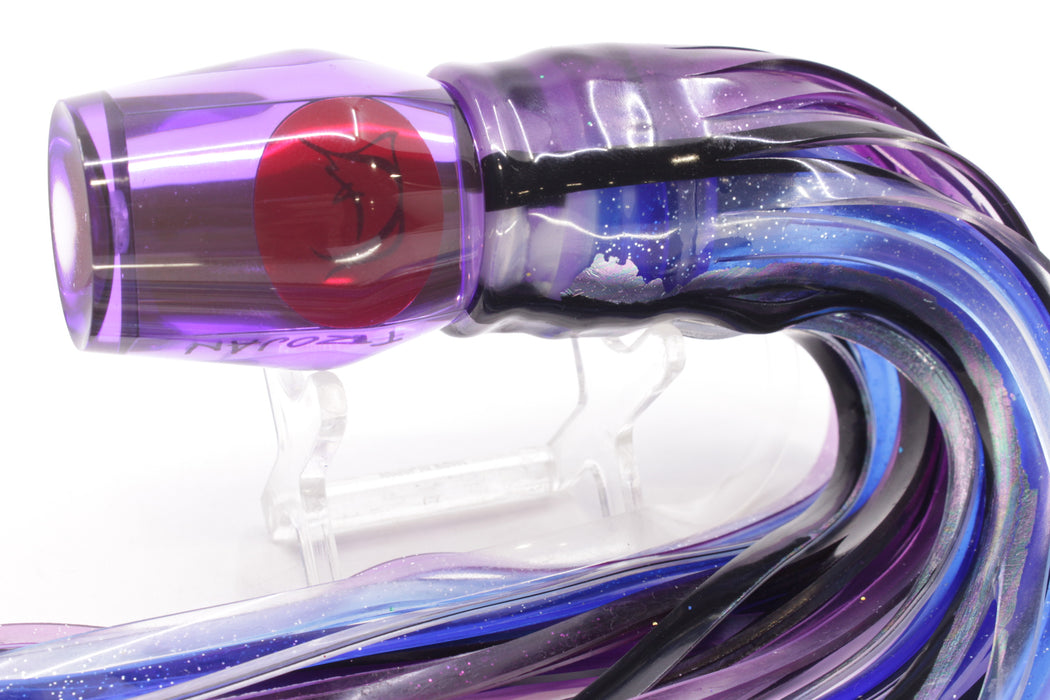 Bonze Lures Purple Mirrored Red Eyes Trojan 10" 5oz Skirted Purple Skipjack