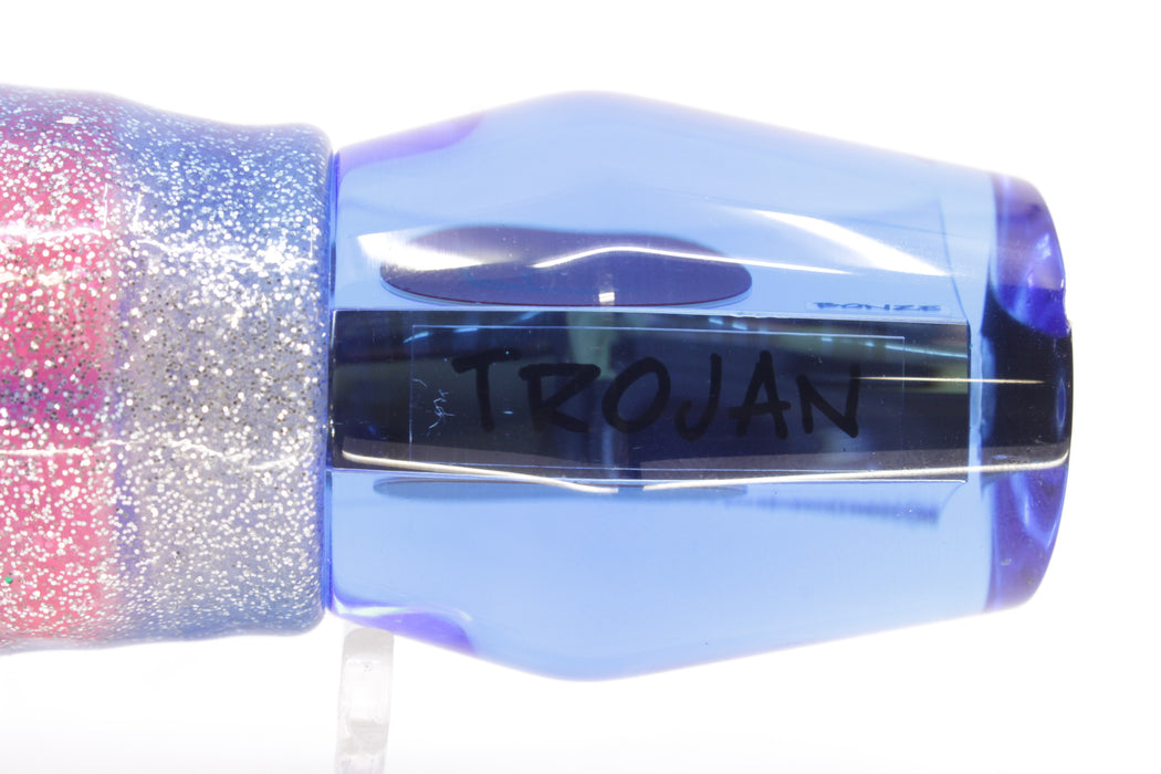 Bonze Lures Blue Mirrored Red Eyes Trojan 10" 5oz Skirted Blue-Silver/Pink