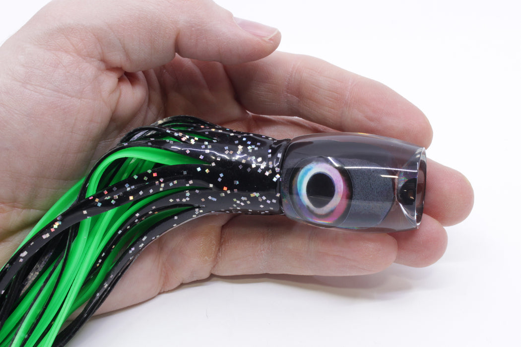 Aloha Lures Black Rainbow Taxi Eyes Small Beauty 7" 2.6oz Skirted Black/Green