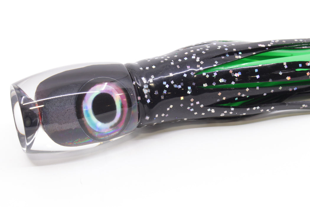 Aloha Lures Black Rainbow Taxi Eyes Small Beauty 7" 2.6oz Skirted Black/Green