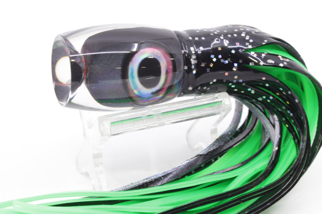 Aloha Lures Black Rainbow Taxi Eyes Small Beauty 7" 2.6oz Skirted Black/Green