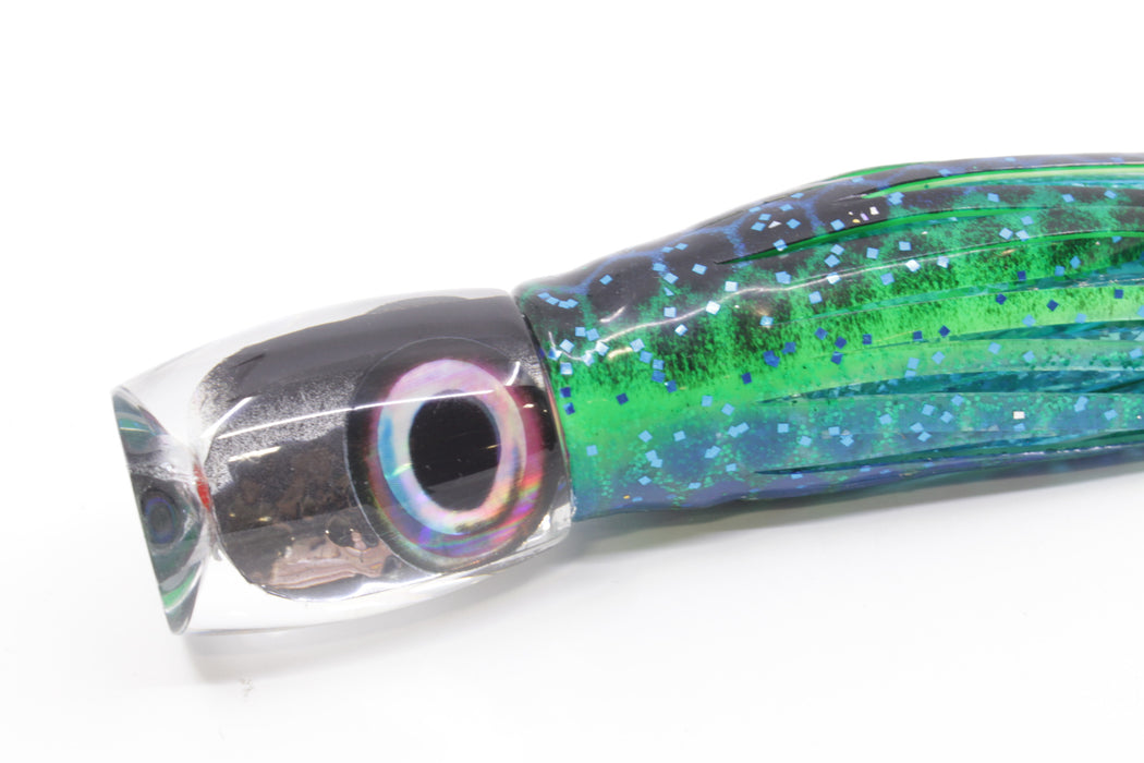 Aloha Lures Silver Chrome Black Back Taxi Eyes Small Beauty 7" 2.6oz Skirted