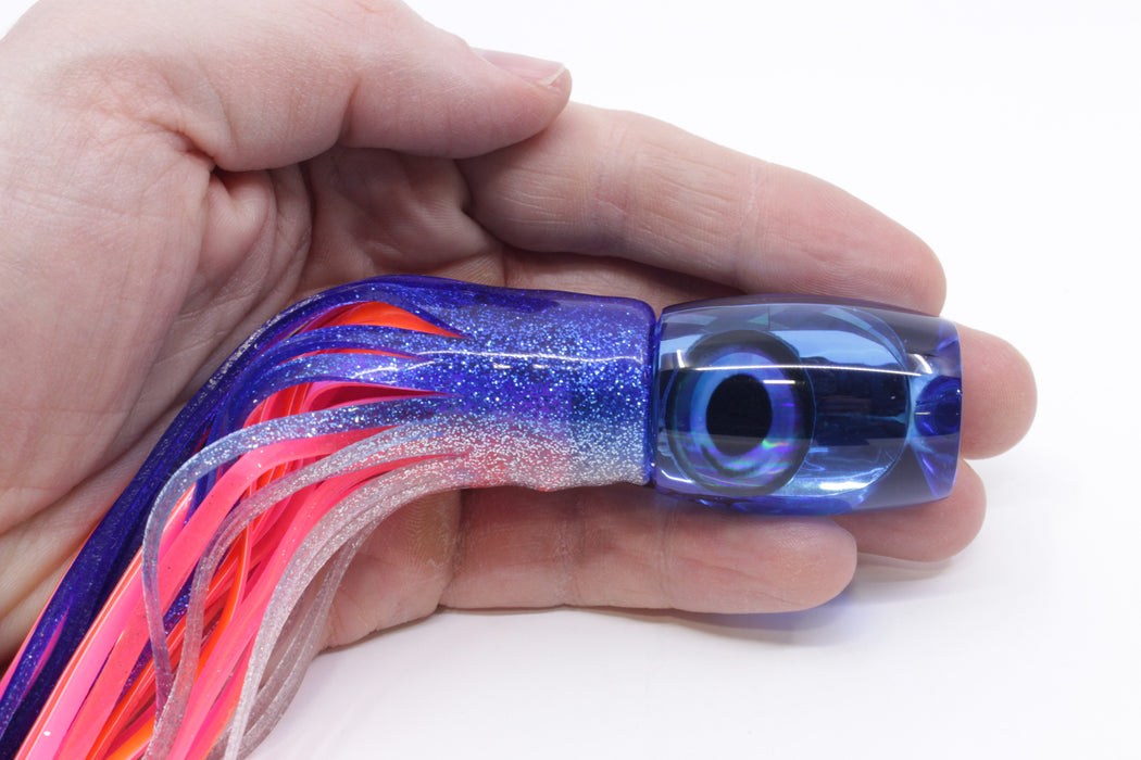 Aloha Lures Blue Chrome Taxi Eyes Small Beauty 7" 2.6oz Skirted Blue-Silver/Pink