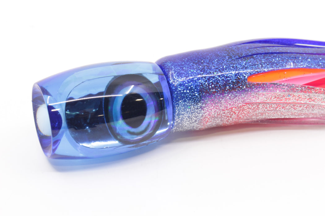 Aloha Lures Blue Chrome Taxi Eyes Small Beauty 7" 2.6oz Skirted Blue-Silver/Pink