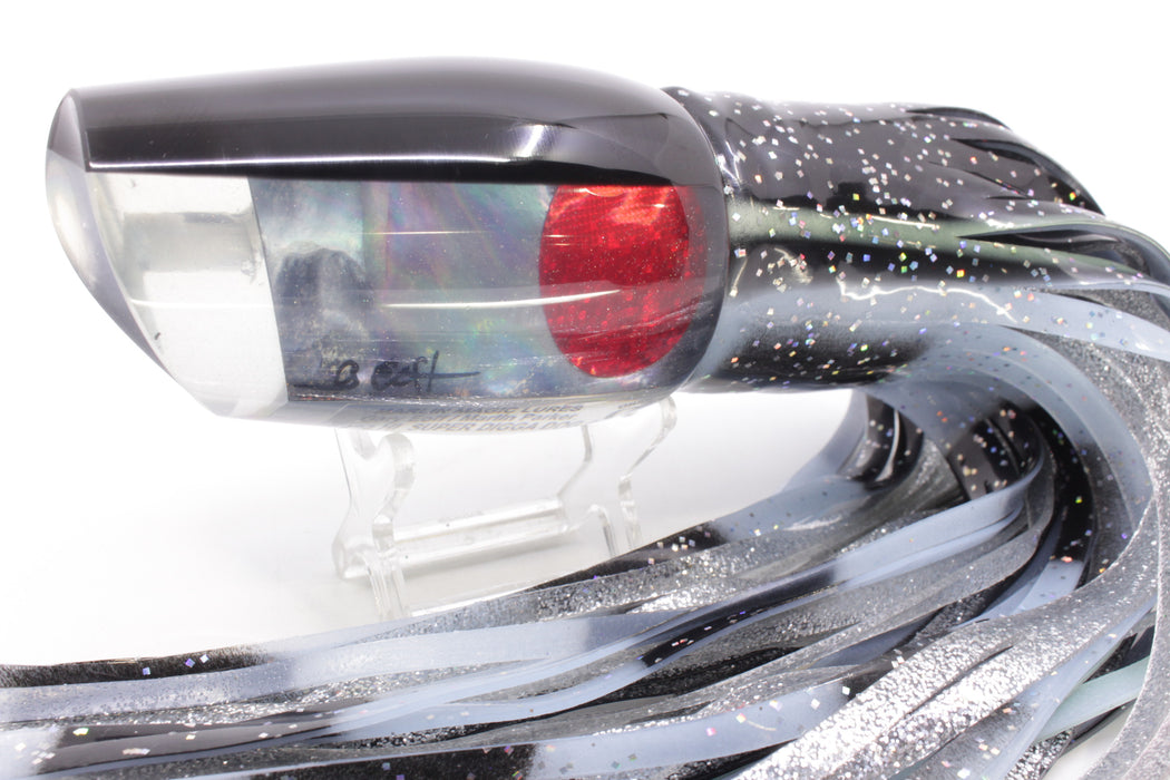 Marlin Magic Tahitian MOP Black Back Red Eyes Super Digga Dog 16" 15.5oz Skirted