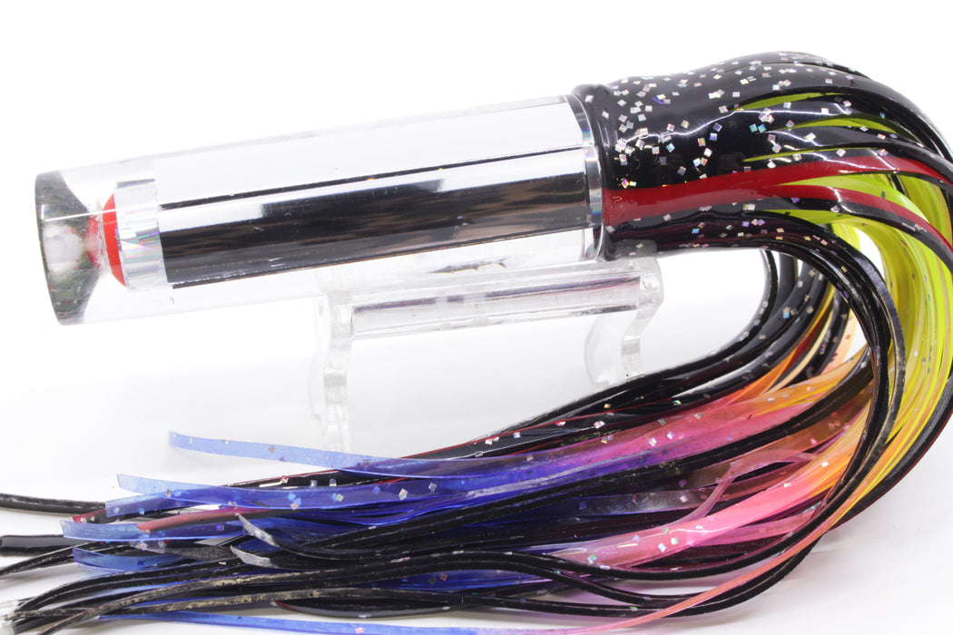 Aloha Lures Mirrored Large Crack Pipe 7" 3.5oz Skirted Black/Rainbow