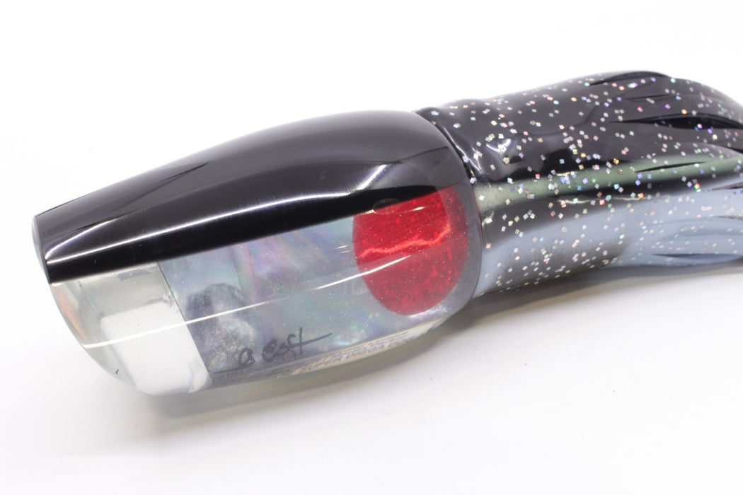 Marlin Magic Tahitian MOP Black Back Red Eyes Super Digga Dog 16" 15.5oz Skirted