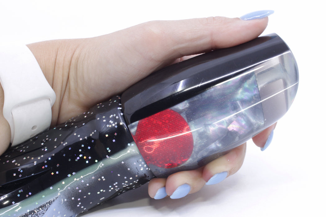 Marlin Magic Tahitian MOP Black Back Red Eyes Super Digga Dog 16" 15.5oz Skirted