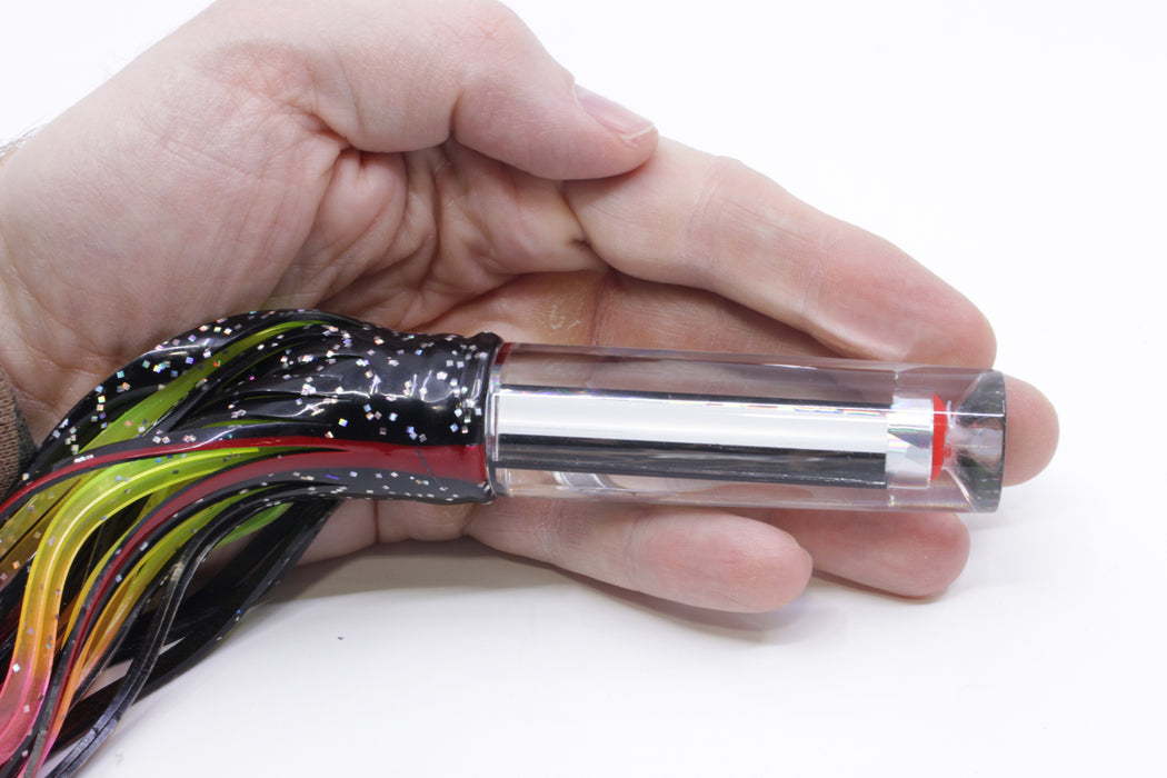 Aloha Lures Mirrored Large Crack Pipe 7" 3.5oz Skirted Black/Rainbow