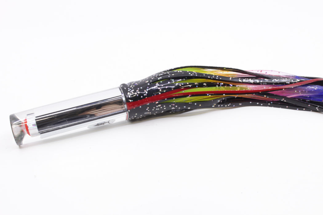 Aloha Lures Mirrored Large Crack Pipe 7" 3.5oz Skirted Black/Rainbow