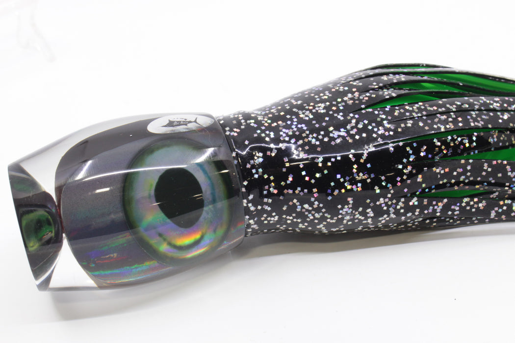 Aloha Lures Black Rainbow Taxi Eyes Large Beauty 12" 10.5oz Skirted Black/Green