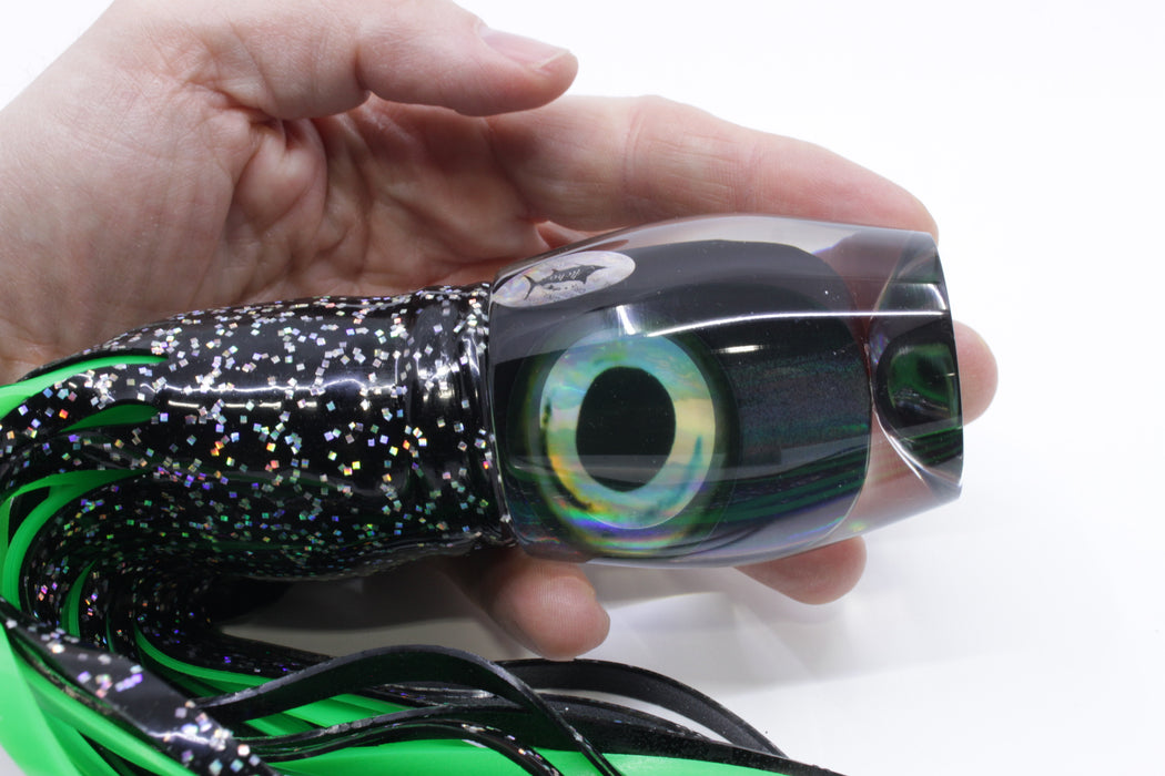 Aloha Lures Black Rainbow Taxi Eyes Large Beauty 12" 10.5oz Skirted Black/Green