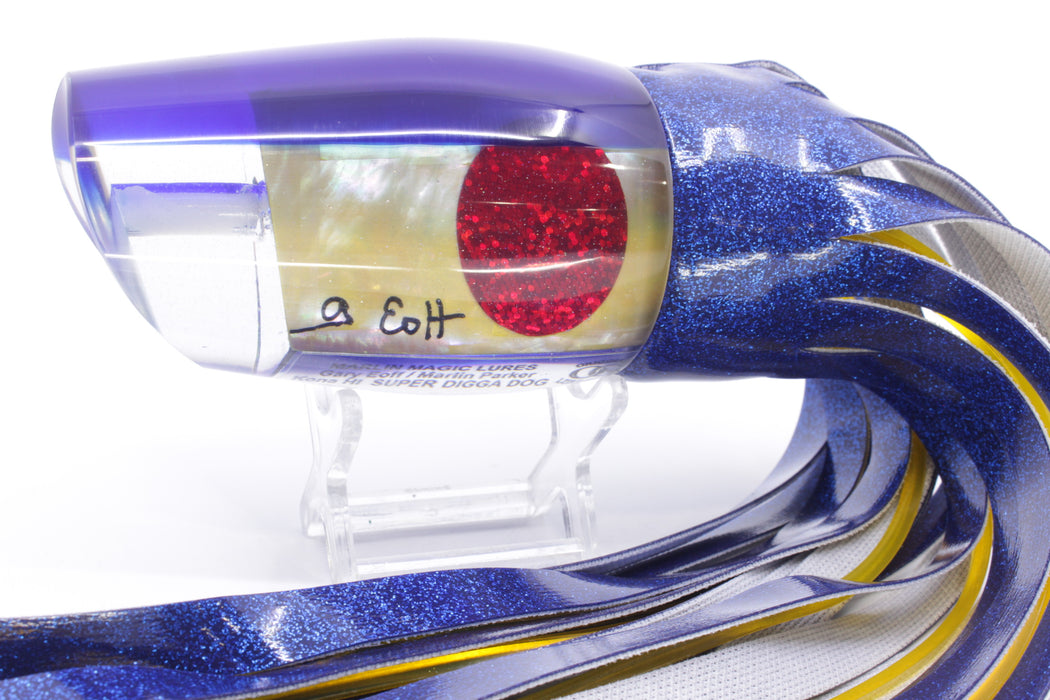 Marlin Magic Golden MOP Blue Back Red Eyes Super Digga Dog 16" 12oz Vinyl Blue