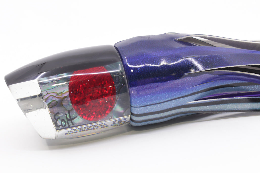 Marlin Magic Blue-Purple Abalone Black Back Red Eyes Smokey Joe 12" 8.5oz Fire Tailz Vinyl