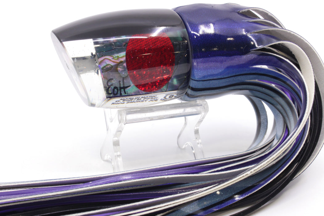 Marlin Magic Blue-Purple Abalone Black Back Red Eyes Smokey Joe 12" 8.5oz Fire Tailz Vinyl
