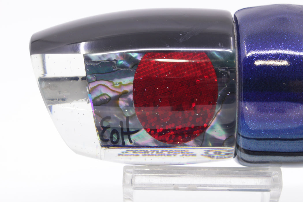 Marlin Magic Blue-Purple Abalone Black Back Red Eyes Smokey Joe 12" 8.5oz Fire Tailz Vinyl