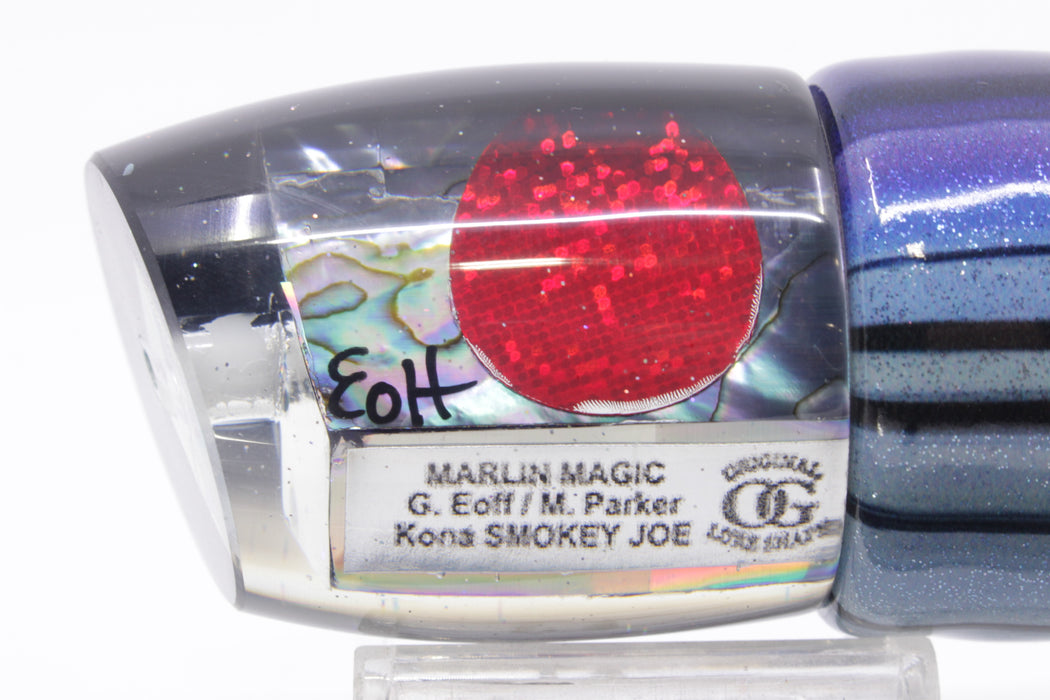 Marlin Magic Blue-Purple Abalone Black Back Red Eyes Smokey Joe 12" 8.5oz Fire Tailz Vinyl